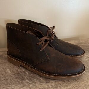Clarks Bushacre 2 Beeswax Brown Distressed Leather Chukka Boots Men’s Size 13